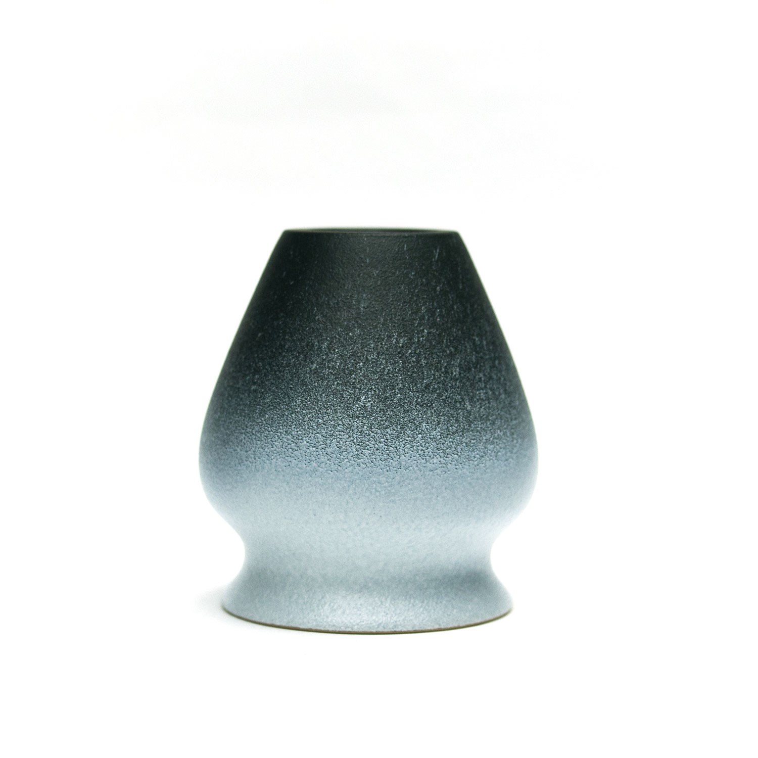 Kleine moderne graue Keramikvase, Vase, Glasvase, mattes Finish, dunkle Farbe, Kunstobjekt