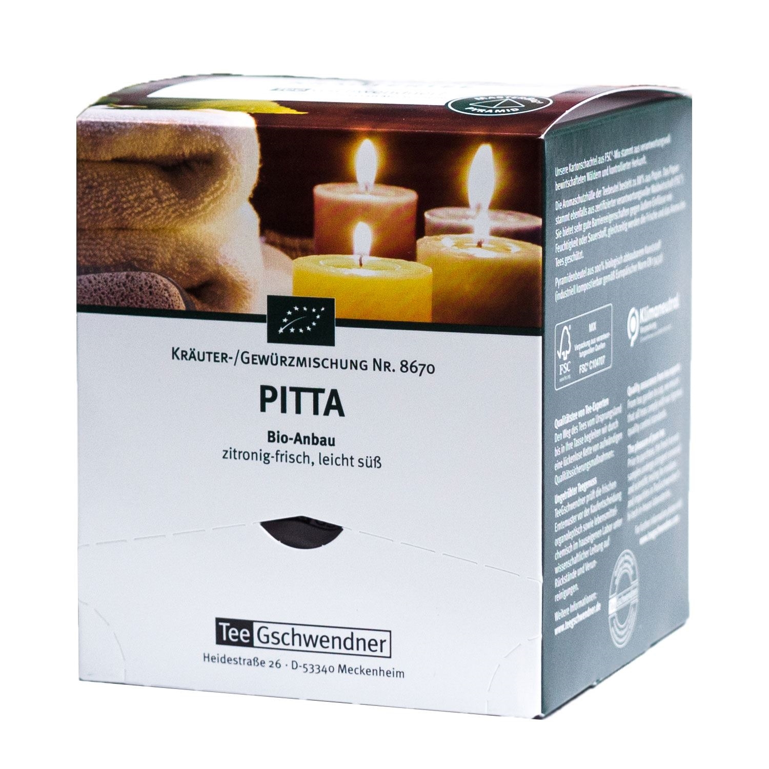 Tee Gschwendner Pitta Bio Kräuter-Gewürztee Packung, Kräuter-Gewürzmischung, PITTA, Bio-Anbau, zitronig-frisch, leicht süß