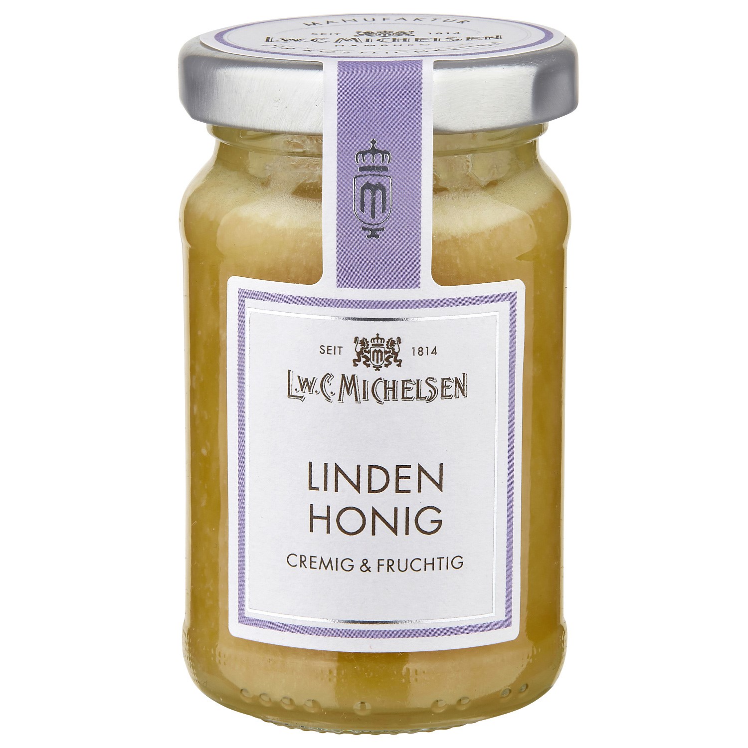 Glas L.W.C. Michelsen Lindenhonig cremig und fruchtig, Honig, Lindenhonig, Glas jar, cremig, fruchtig