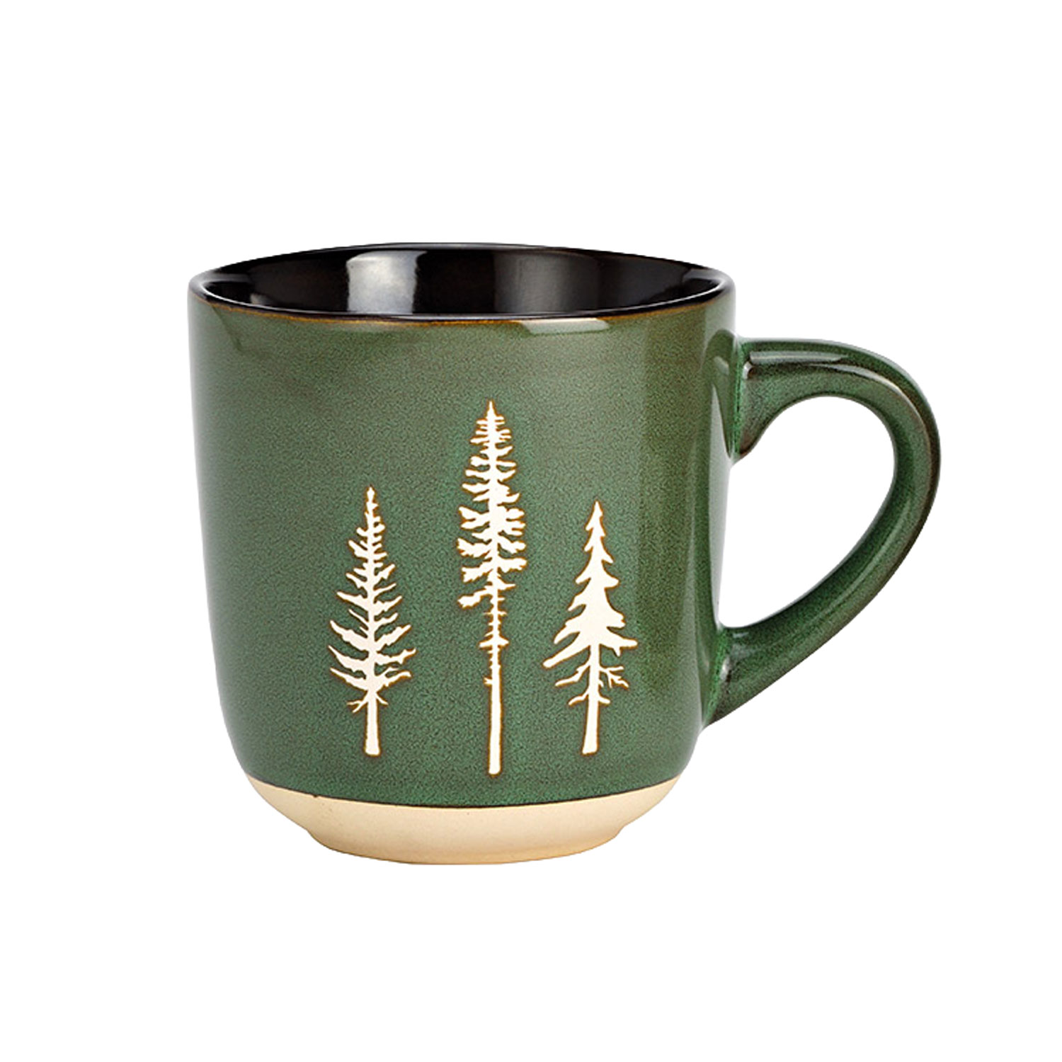 Keramikbecher, Grün, Tannenbäume Muster, Kaffeebecher, Becher mit Henkel, Mug, Green mug, Tree design, Ceramic cup, Handle mug